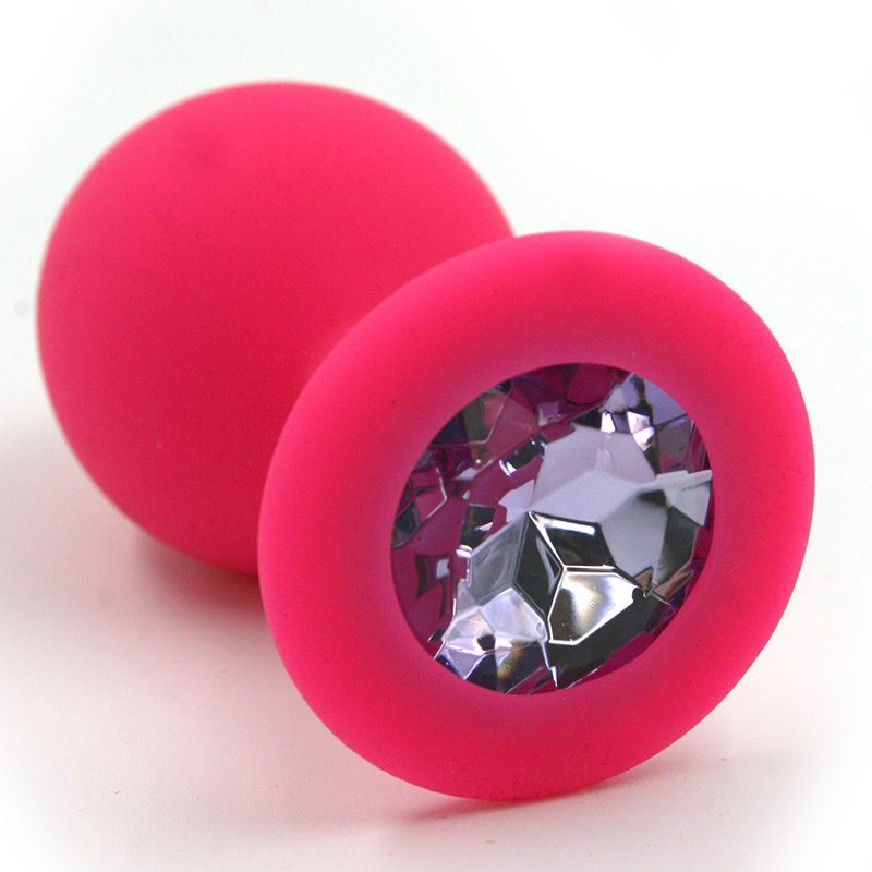 Kanikule Средняя силиконовая анальная пробка Kanikule Medium с кристаллом – розовый с лавандовым