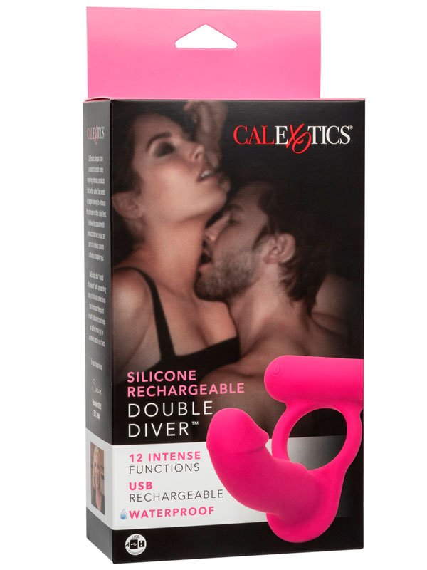 Перезаряжаемое эрекционное виброкольцо California Exotic Novelties Rechargeable Double Diver, для двойного проникновения, 12 режимов, силикон