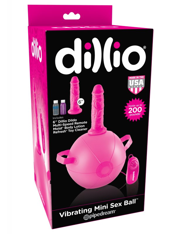 Pipedream Надувной мяч с фаллоимитатором Dillio Vibrating Mini Sex Ball - розовый