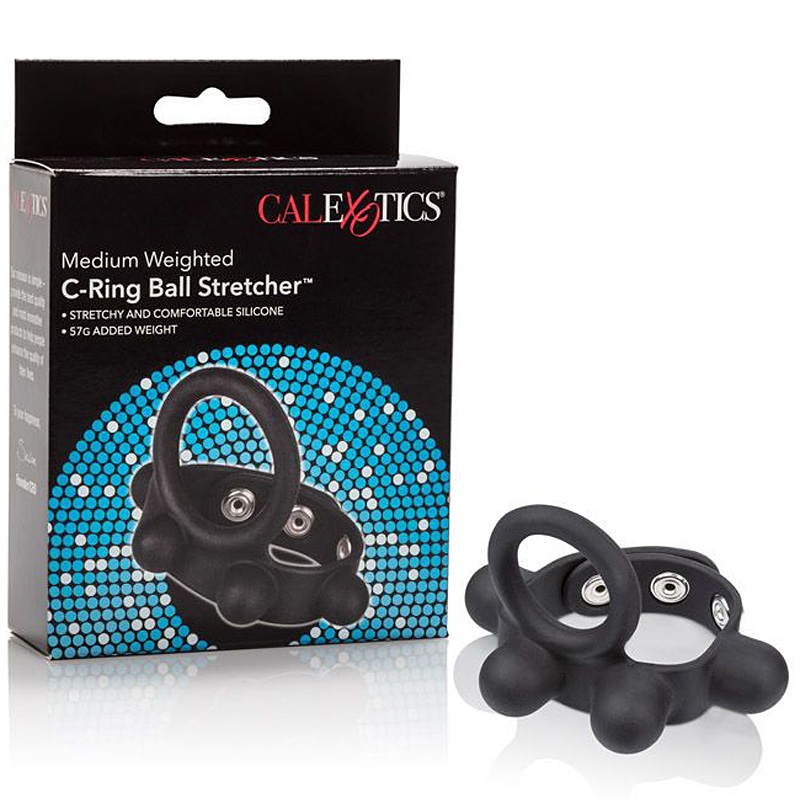 Эрекционное кольцо с утяжкой на мошонку Medium Weighted C-Ring Ball Stretcher – черный