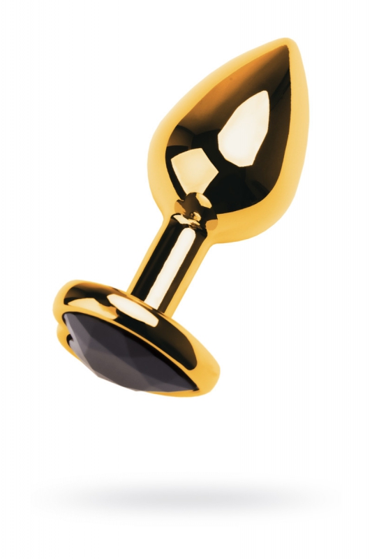 Металлическая анальная пробка TOYFA Metal с кристаллом цвета турмалина - золотистый с черным