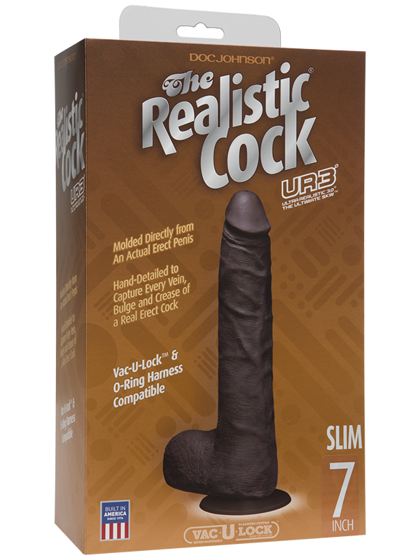 Doc Johnson Фаллоимитатор реалистик Realistic Cock UR3 7” Slim – черный