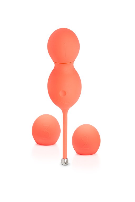Перезаряжаемые вагинальные мульти-шарики Bloom by We-Vibe - коралловый и Нейтральный лубрикант JO Personal H2O - 60 мл