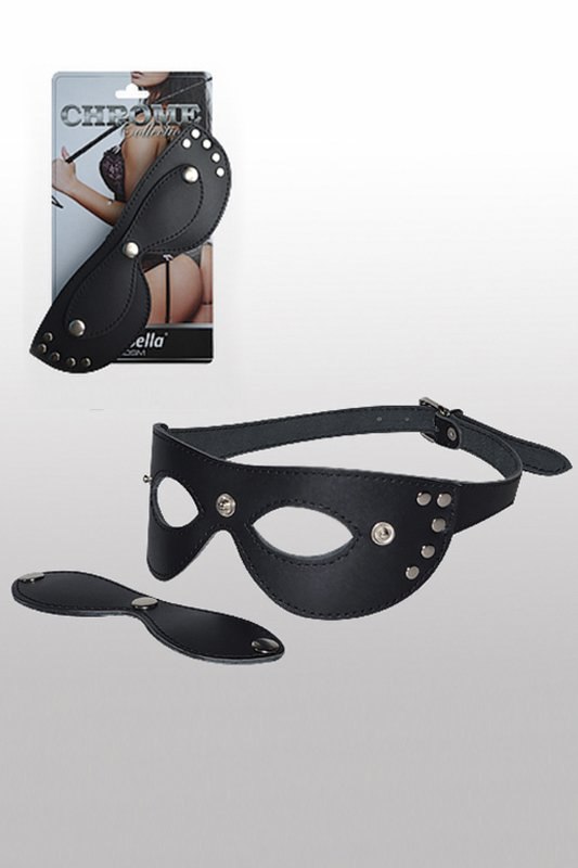 СК-Визит Кожаная маска с шорами Sitabella Chrome Collection – черный с серебристым