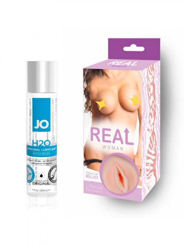 Реалистичный мастурбатор вагина Real Woman Мулатка и Лубрикант на водной основе «JO H2O Original»