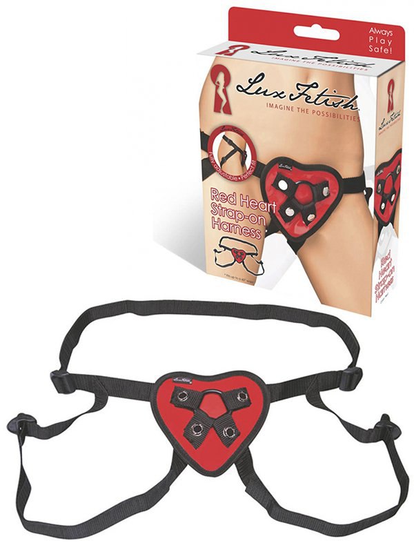 Lux Fetish Трусики-сердечко для страпона Red Heart Strap-On Harness – красный