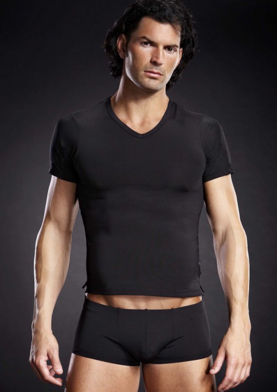 Мужская черная футболка BlueLine с V-образным вырезом – L/XL