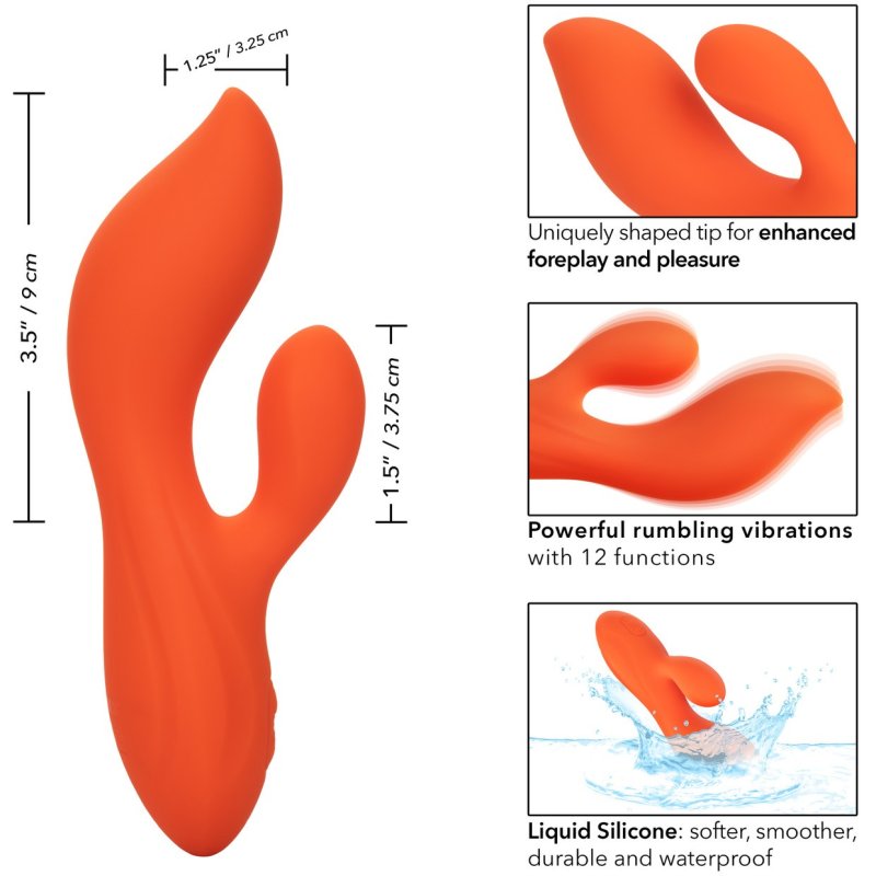 Вибратор Stella Liquid Silicone Dual Teaser California Exotic Novelties SE-4368-30-3, цвет оранжевый - фото 3