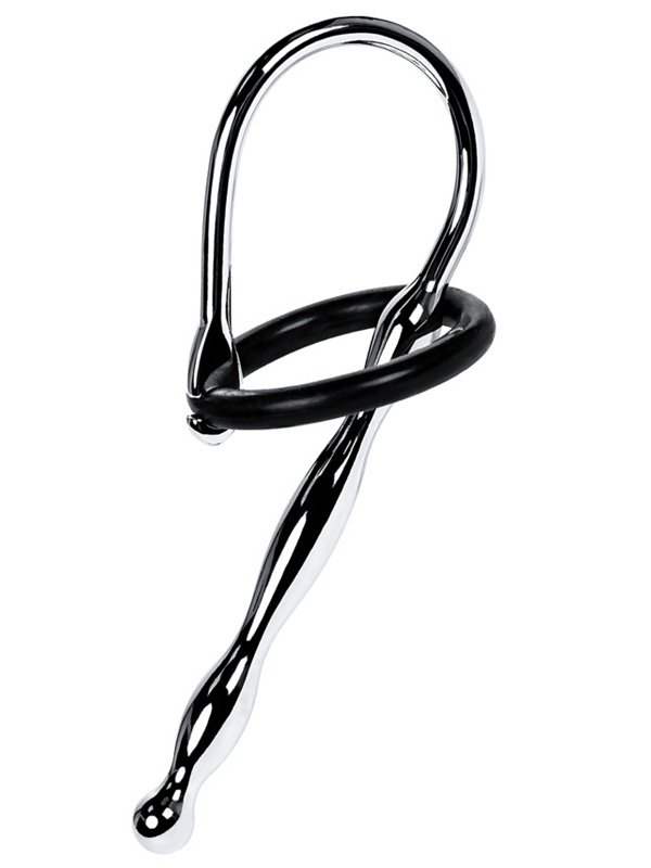 Уретральный плаг-косичка TOYFA Metal с мягким фиксирующим кольцом – серебристый