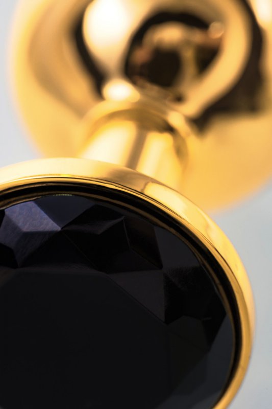 Изящная анальная пробка TOYFA с кристаллом цвета турмалина - золотистый с черным