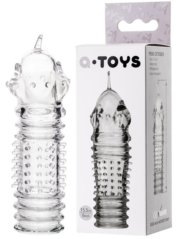 Toyfa Увеличивающая текстурированная насадка на пенис TOYFA A-Toys – прозрачный