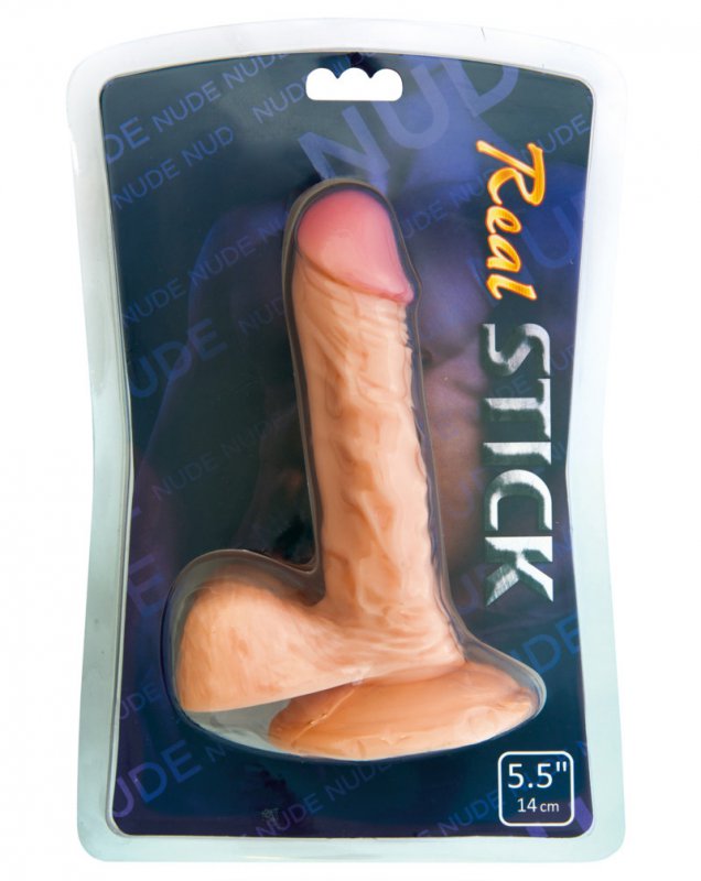 Реалистичный фаллоимитатор с мошонкой TOYFA RealStick Nude 5,5” на присоске – телесный