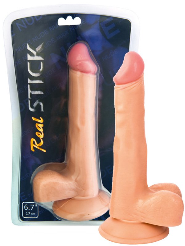 Реалистичный фаллоимитатор с мошонкой TOYFA RealStick Nude 6,7” на присоске – телесный