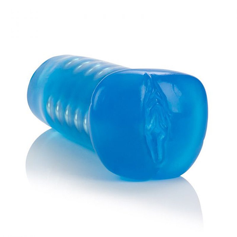 Мастурбатор вагина Basic Essentials Beaded Masturbator со стимулирующими бусинками – синий