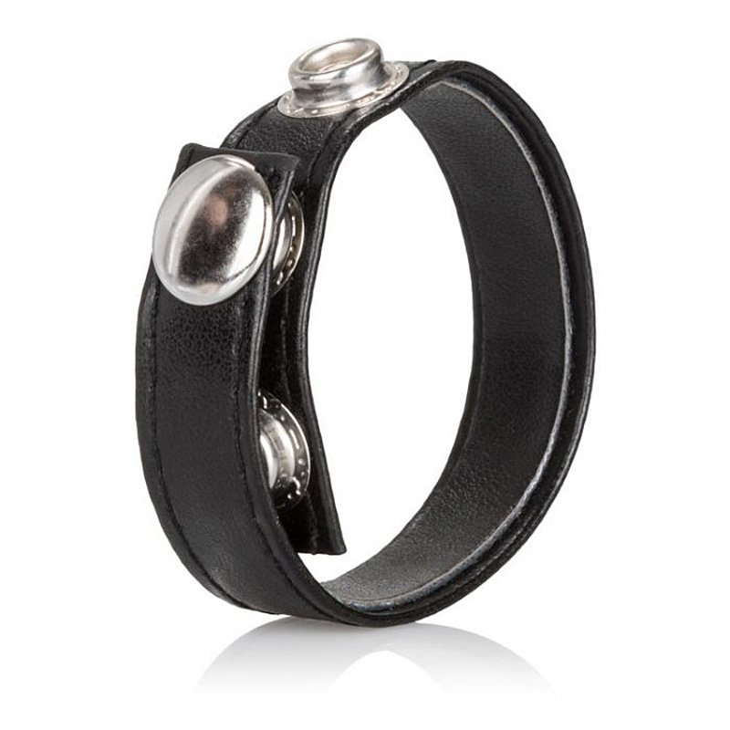 Кожаное кольцо на пенис 3-Snap Ring – черный