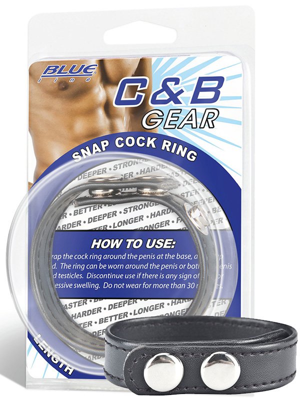 Кольцо на пенис из искусственной кожи Snap Cock Ring с заклепками – черный