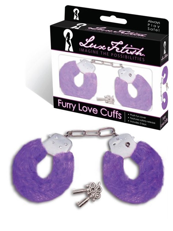 Lux Fetish Наручники с меховой отделкой Furry Love Cuffs – фиолетовый
