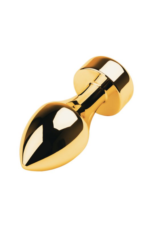 Средняя металлическая анальная втулка TOYFA Metal с кристаллом цвета турмалина - золотистый с черным