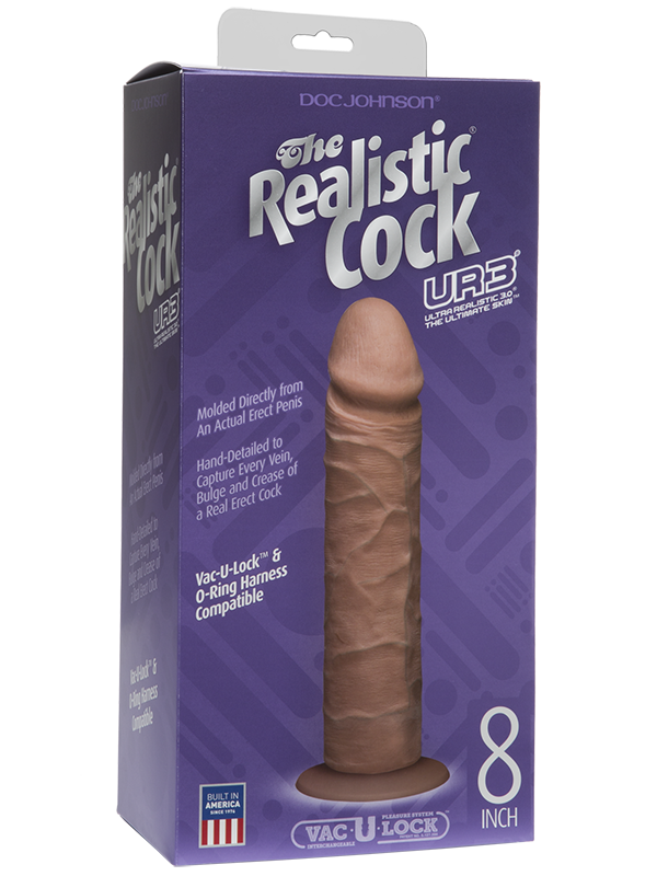 Doc Johnson Фаллоимитатор реалистик Realistic Cock UR3 8” без мошонки – коричневый