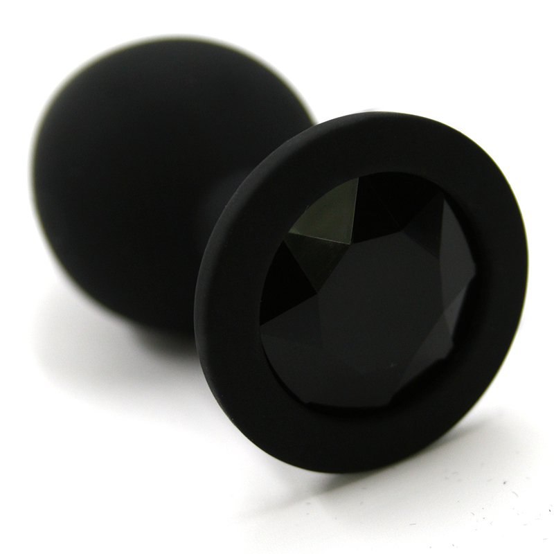 Kanikule Средняя силиконовая анальная пробка Kanikule Medium с кристаллом – черный с черным