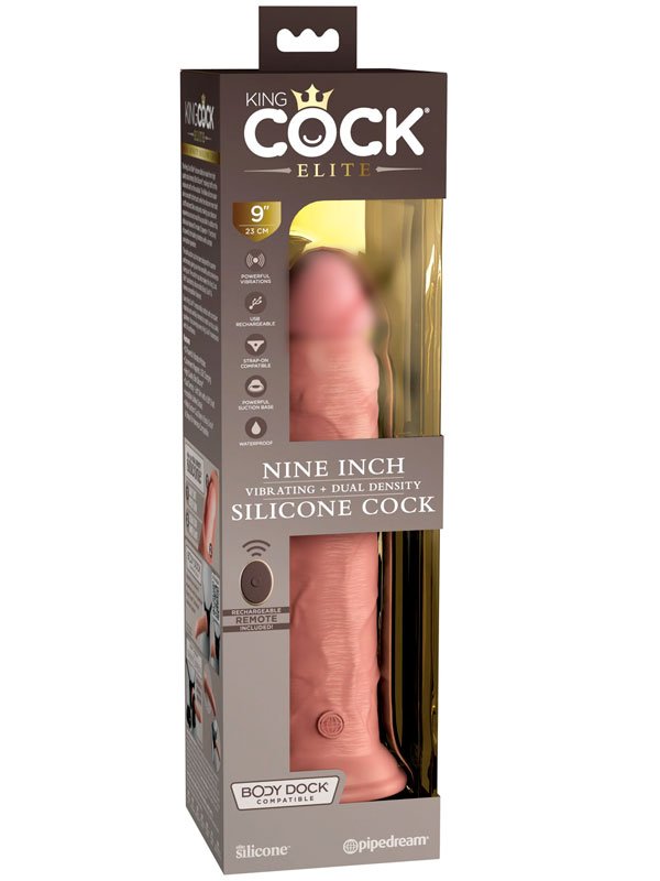 Реалистичный фаллоимитатор Pipedream King Cock Elite, с пультом Д/У, 7 режимов, 22,9 см