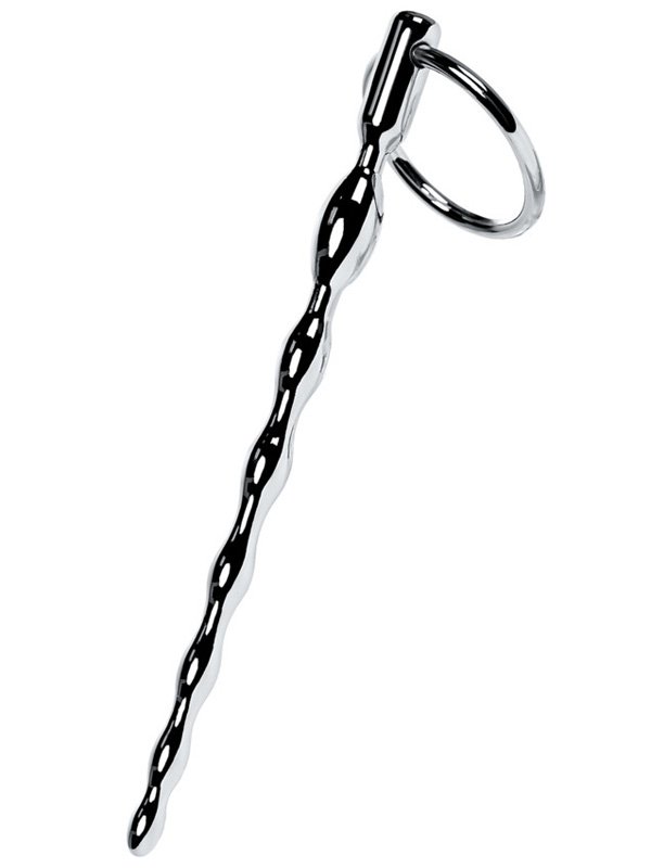Уретральный плаг-косичка с кольцом в основании TOYFA Metal – серебристый