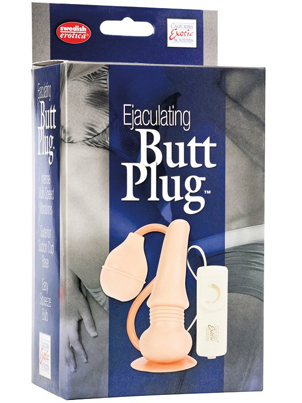 Анальная пробка Ejaculating Multi-Speed Butt Plug с вибрацией и эякуляцией – телесный