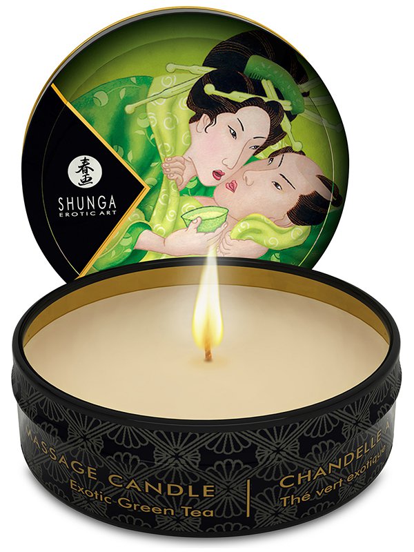 Shunga Erotic Art Массажное арома масло в виде свечи Exotic Green Tea Зеленый чай – 30 мл