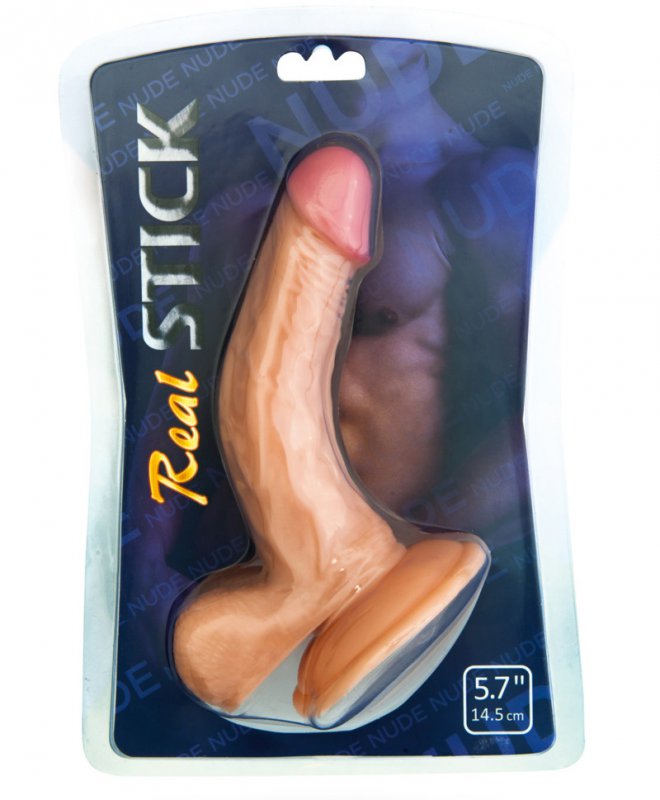 Реалистичный фаллоимитатор с мошонкой TOYFA RealStick Nude 5,7” на присоске – телесный