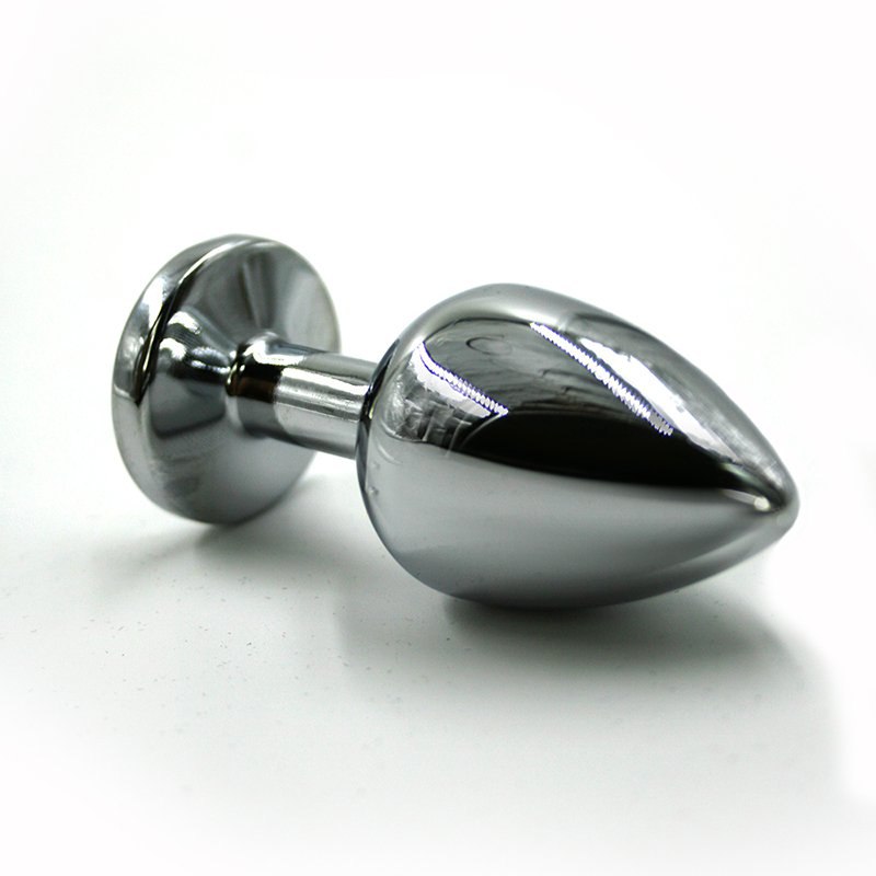 Маленькая алюминиевая анальная пробка Kanikule Small с кристаллом – серебристый с разноцветным
