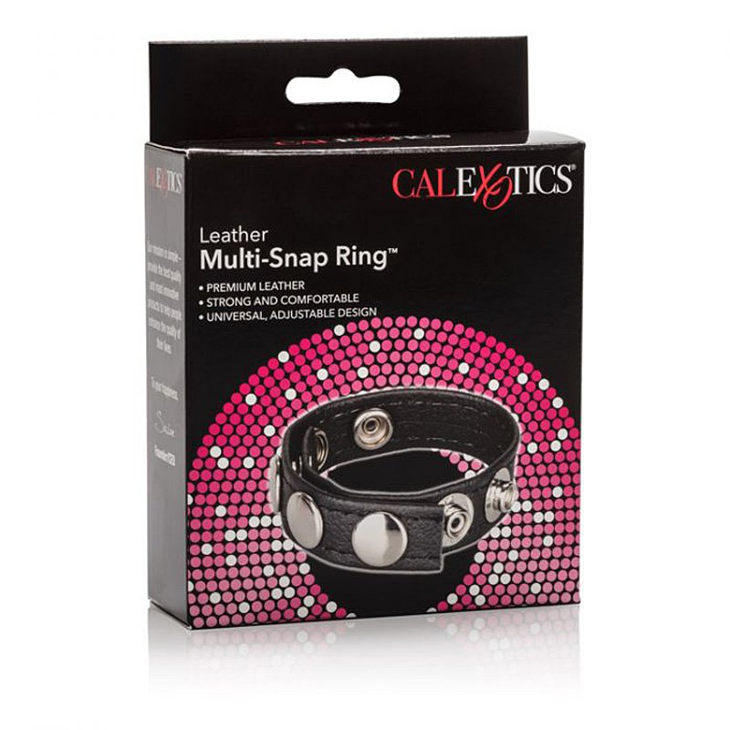 Кожаное кольцо на пенис Multi-Snap Ring – черный