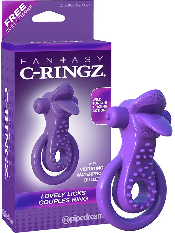 Pipedream Эрекционное кольцо на пенис и мошонку Lovely Licks Couples Ring с вибрацией – фиолетовый