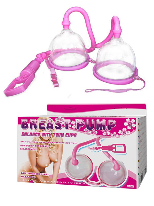 Вакуумная помпа для груди Breast Pump с двумя чашечками и ручным насосом – розовый