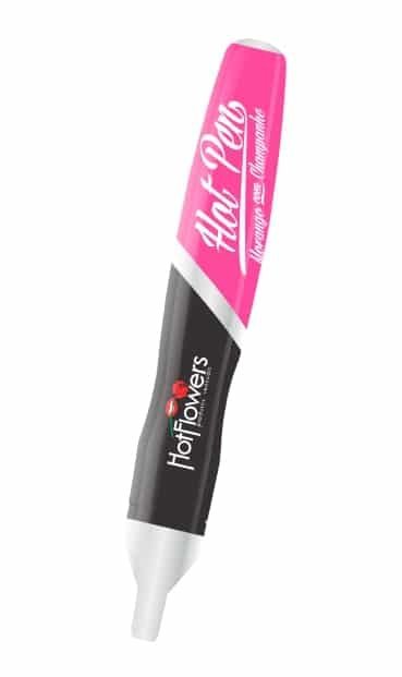 Вкусовая ручка для рисования на теле Hot Flowers Hot Pen со вкусом клубники с шампанским, 35 мл