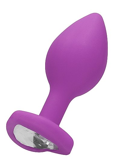Анальная пробка из силикона Diamond Heart Butt Plug - Large - Purple