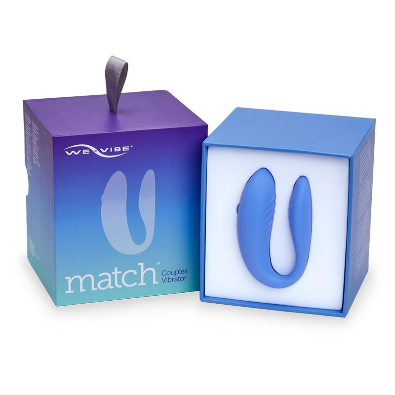 Премиальный вибратор для пар We-Vibe Match – синий: 10 режимов работы, медицинский силикон