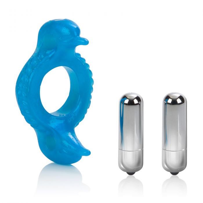 Виброкольцо для пар Calexotics Double Dolphin – синий