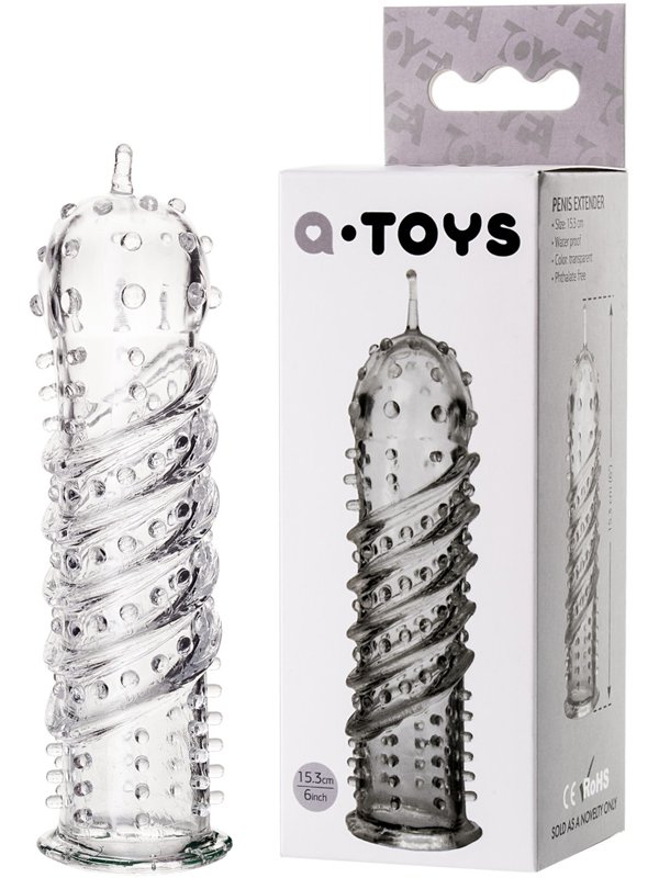 Toyfa Увеличивающая насадка на пенис TOYFA A-Toys со спиралевидным рельефом – прозрачный