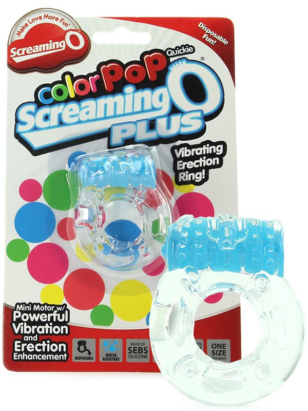 Screaming O Виброкольцо на пенис ColorPop Quickie Screaming O Plus утолщенное – синий