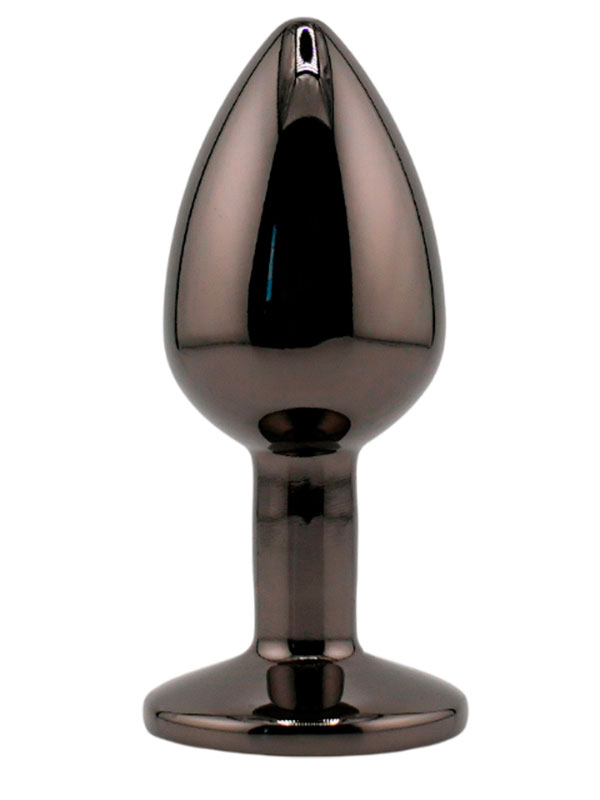 Черная алюминивая анальная пробка с кристаллом Small