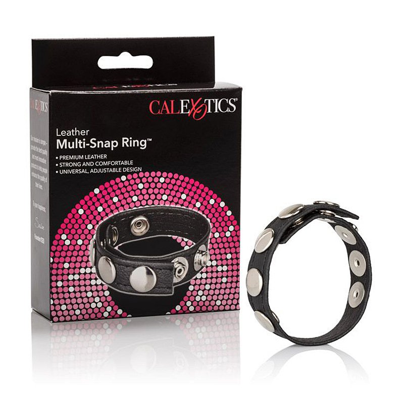 Кожаное кольцо на пенис Multi-Snap Ring – черный