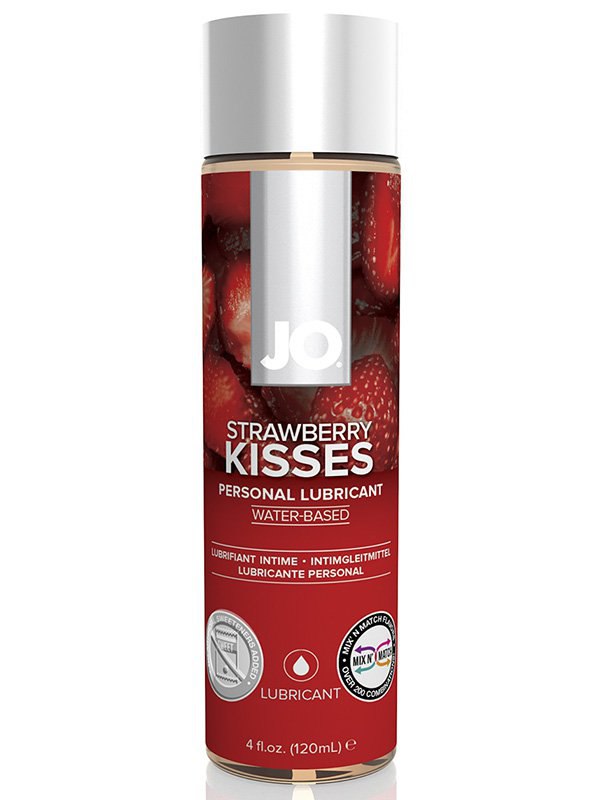 Съедобный лубрикант с ароматом клубники JO Flavored Strawberry Kiss - 120 мл