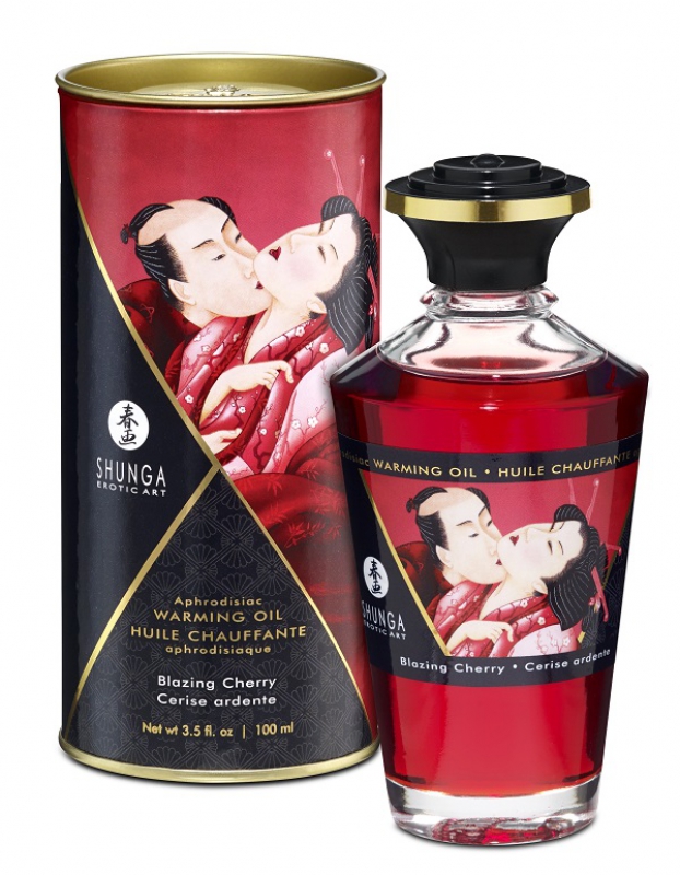 Shunga Erotic Art Съедобное разогревающее массажное масло Shunga Afrodisiac Пылающая вишня - 100 мл