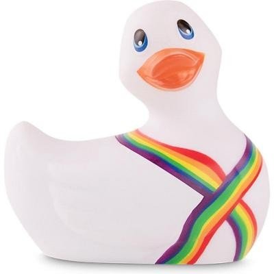 Вибратор-уточка Big Teaze Toys I Rub My Duckie 2.0, белый с радужным