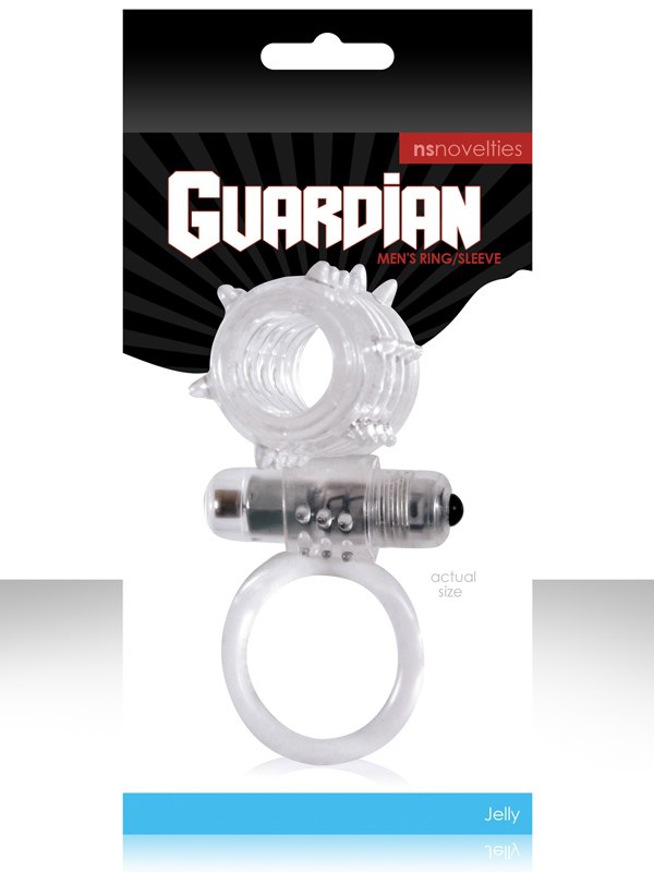 NS Novelties Эрекционное вибро-кольцо с петлей для мошонки Guardian - Clear
