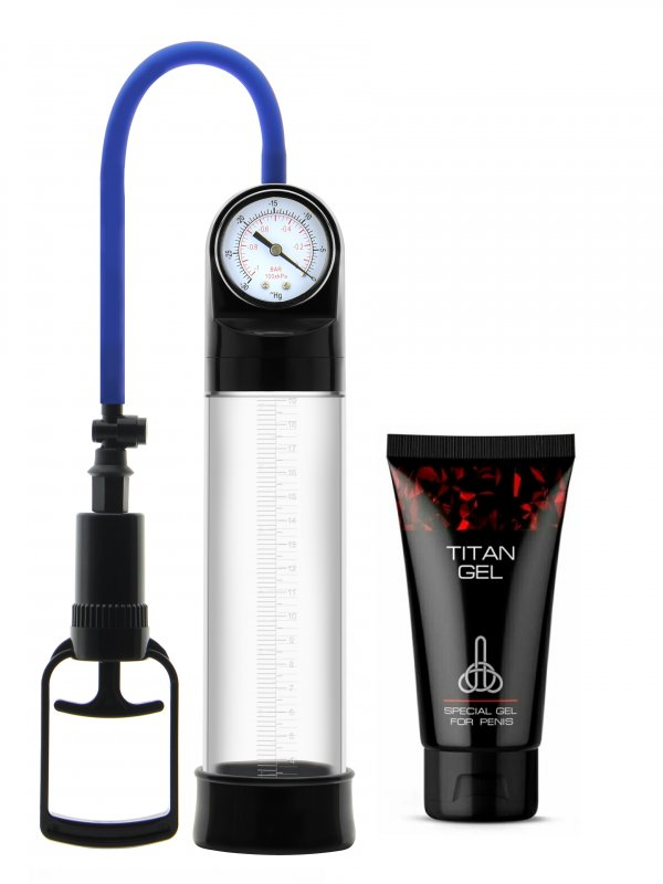 Набор для увеличения пениса: Вакуумная помпа Erozon Penis Pump и Специальный интимный гель для мужчин Titan Gel TANTRA - 50 мл.