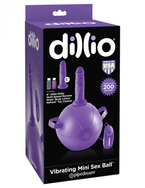 Pipedream Надувной мяч с фаллоимитатором Dillio Vibrating Mini Sex Ball - фиолетовый