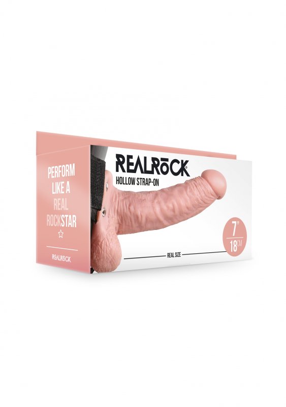 Реалистичный страпон RealRock (фаллопротез) с мошонкой, слоновая кость - 7''/ 18 см
