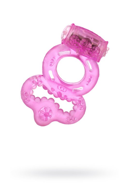 Эрекционное виброкольцо TOYFA с петлей для мошонки - розовый