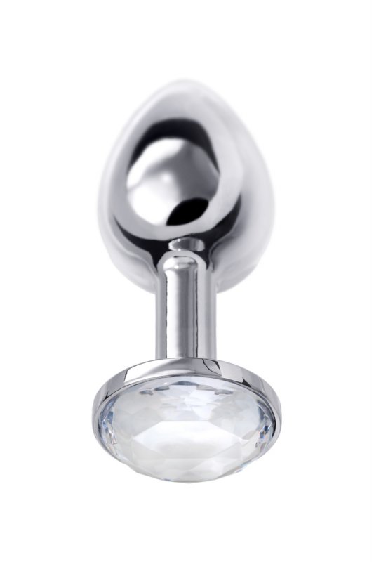 Маленькая изящная анальная пробка TOYFA с кристаллом цвета алмаза - серебристый с белым